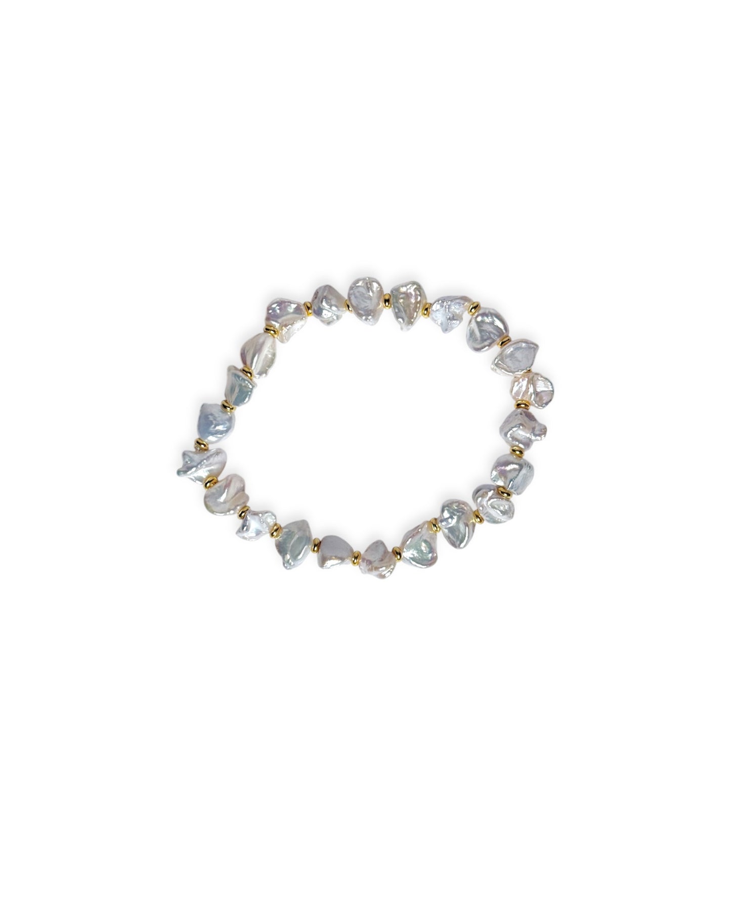 Keshi Pearl & Gold Bead Bracelet