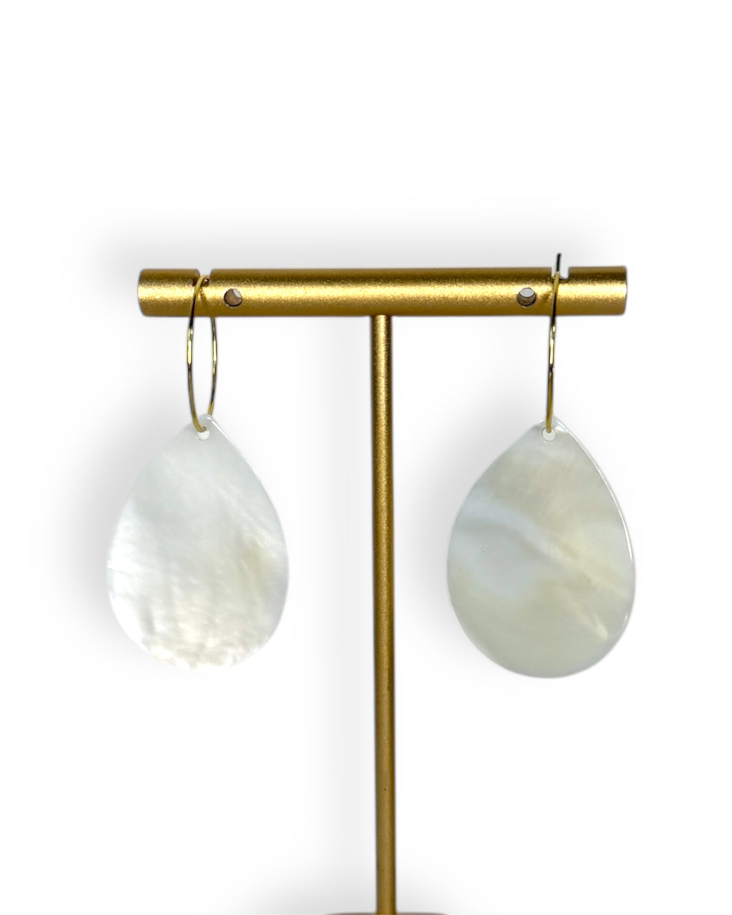 Mother of Pearl Petal Hoop Earrings