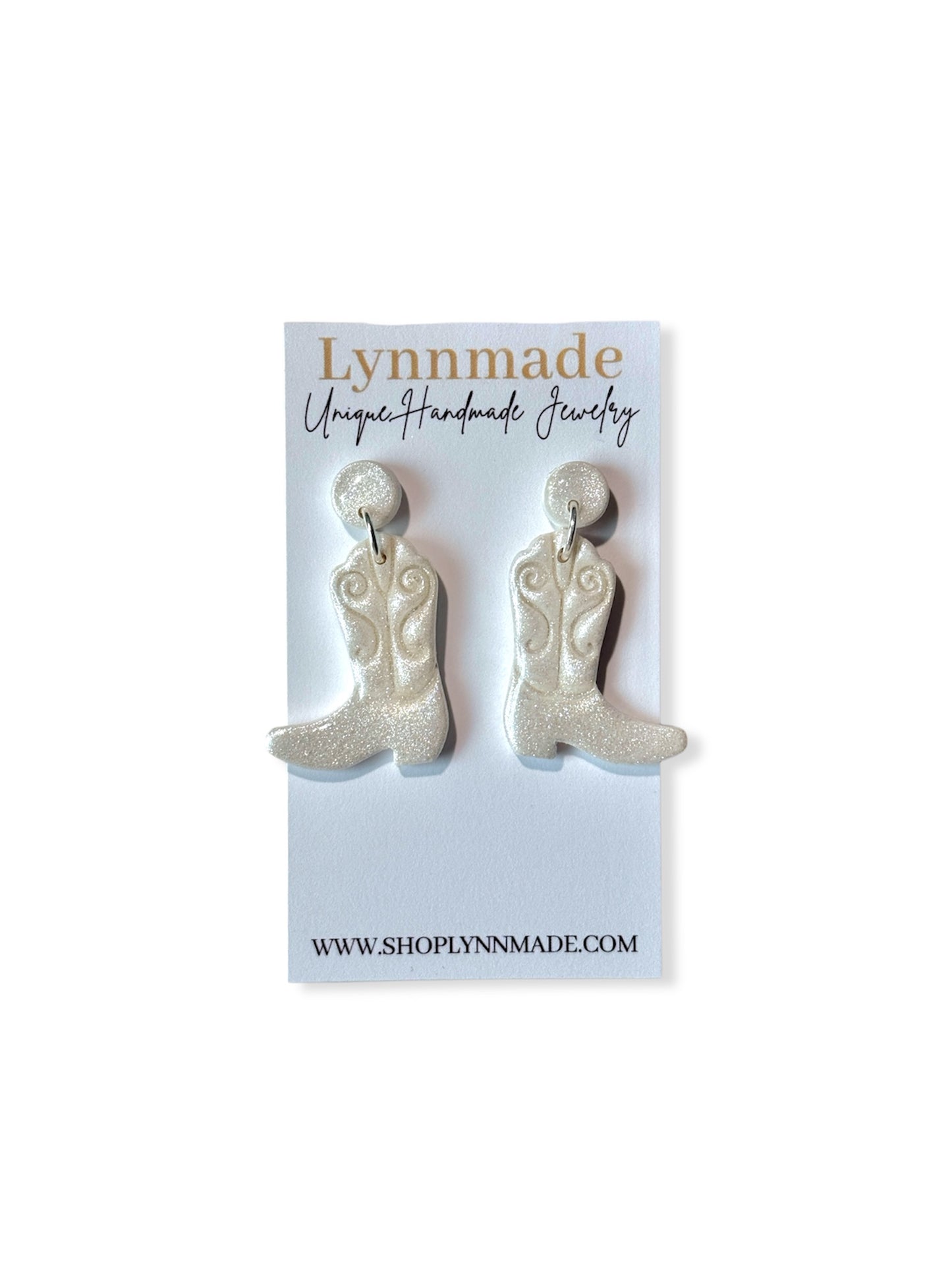 White Boot Earrings