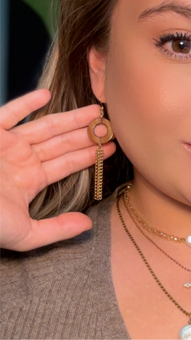 Amber Shell Dangle Earrings