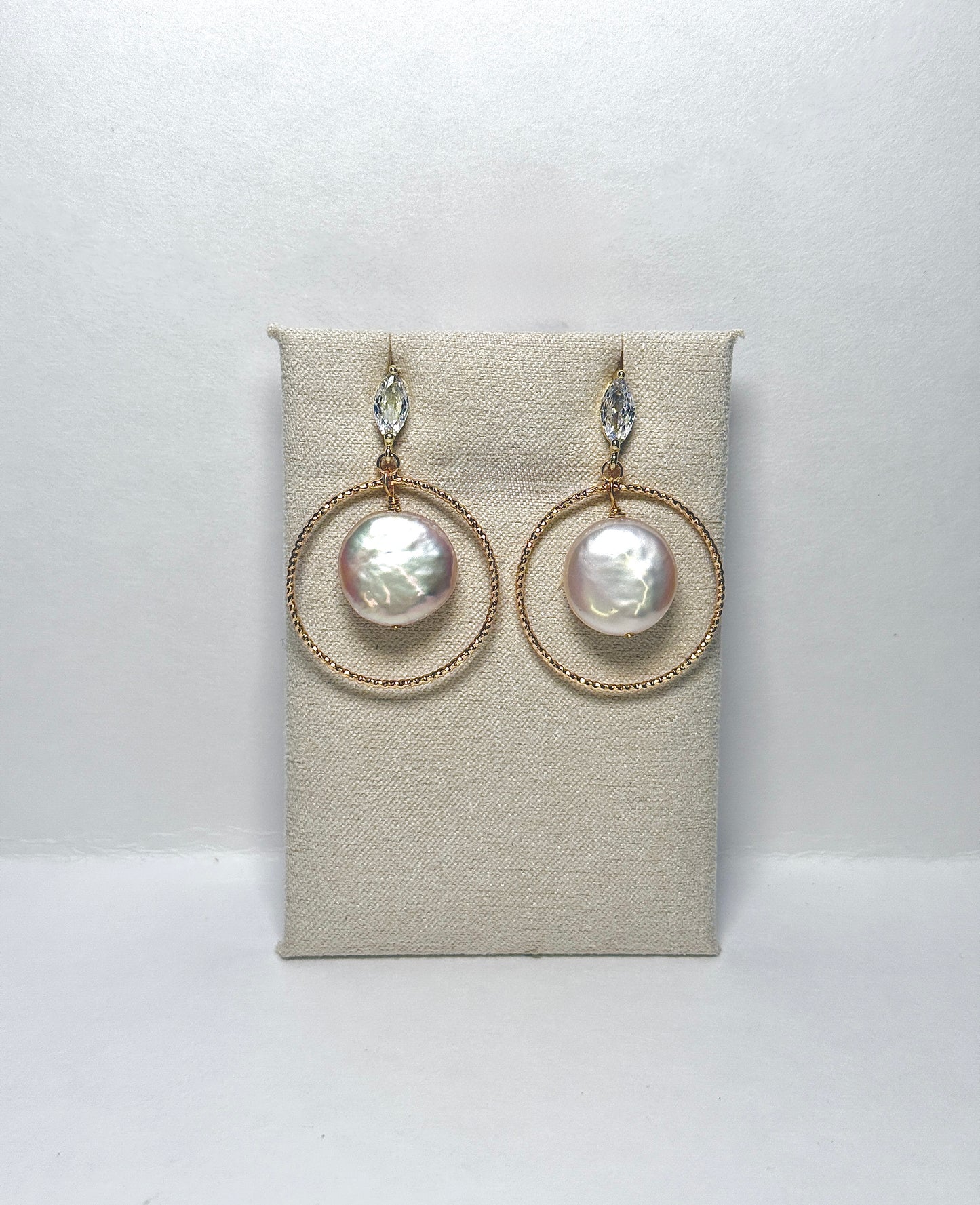 Golden Halo Pearl Earrings