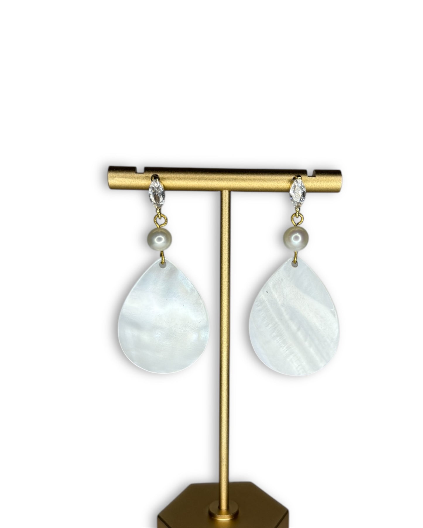Mother of Pearl Leaf Earrings
