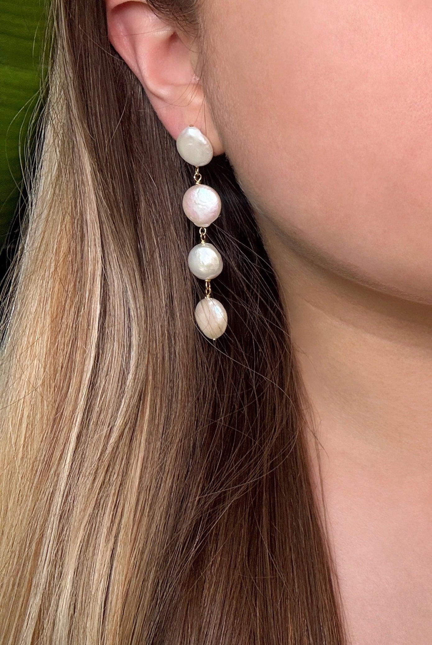 Cascading Coin Pearl Earrings