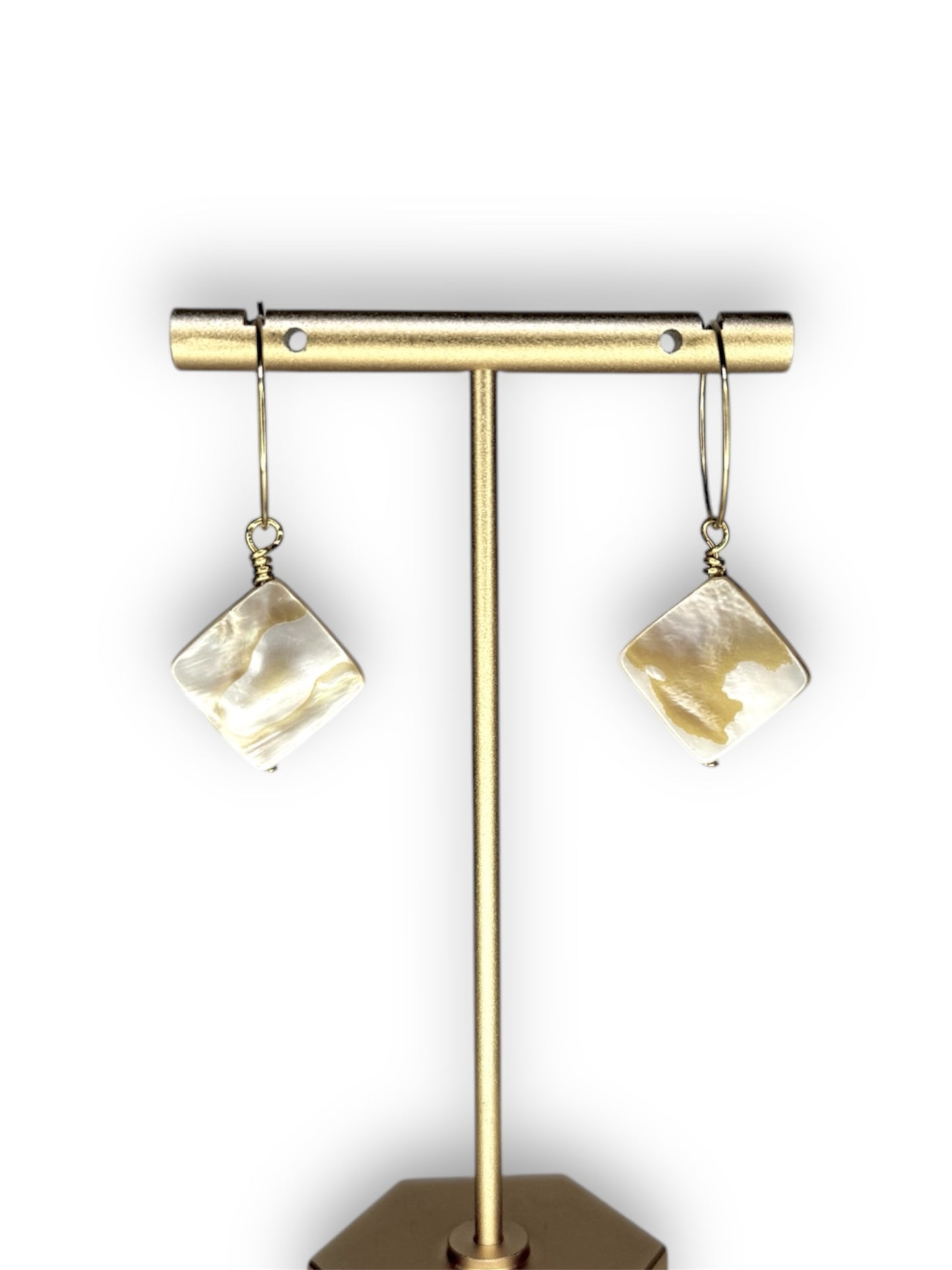 Luminous Mother of Pearl Diamond Hoop Earrings