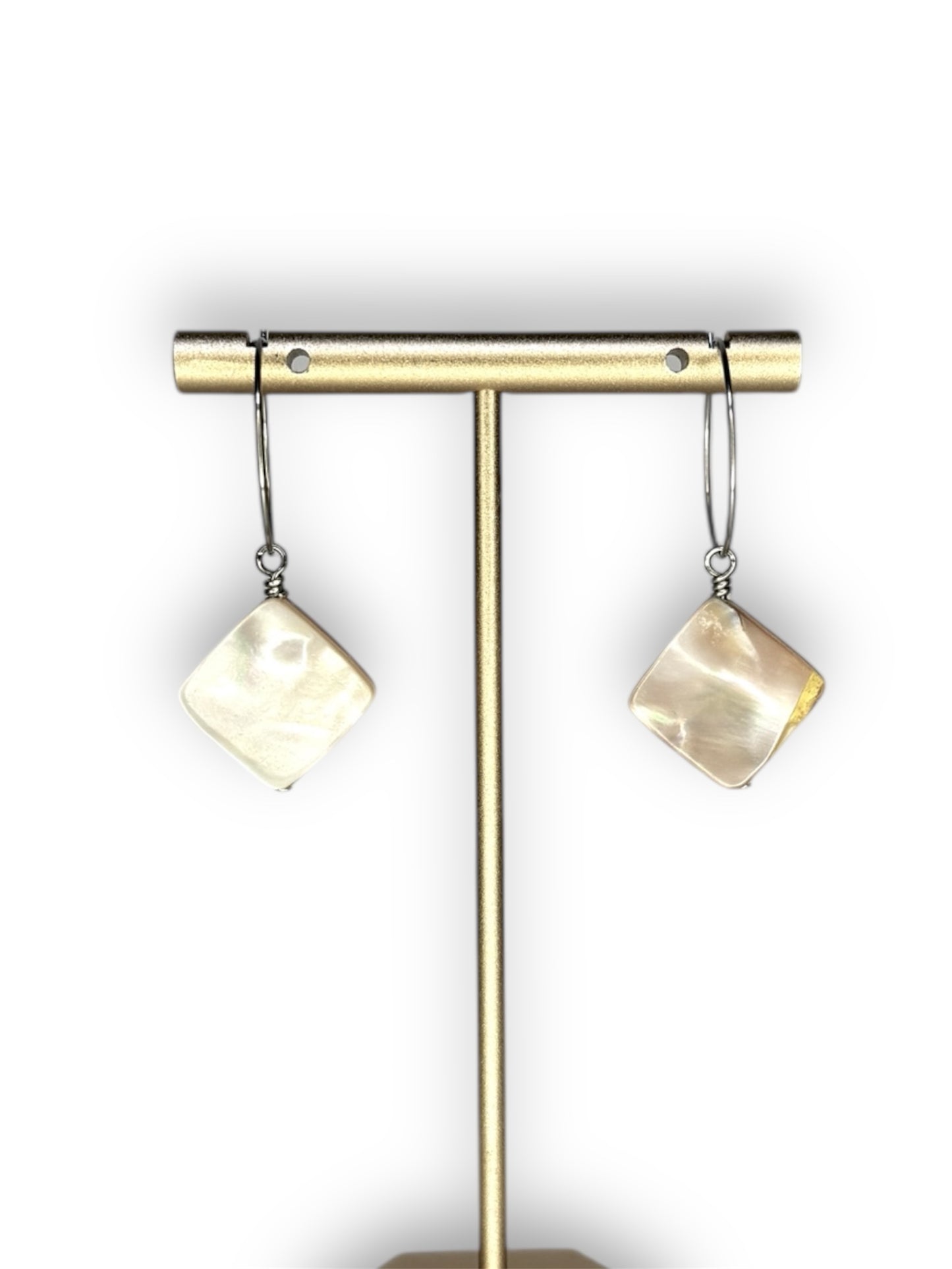 Luminous Mother of Pearl Diamond Hoop Earrings