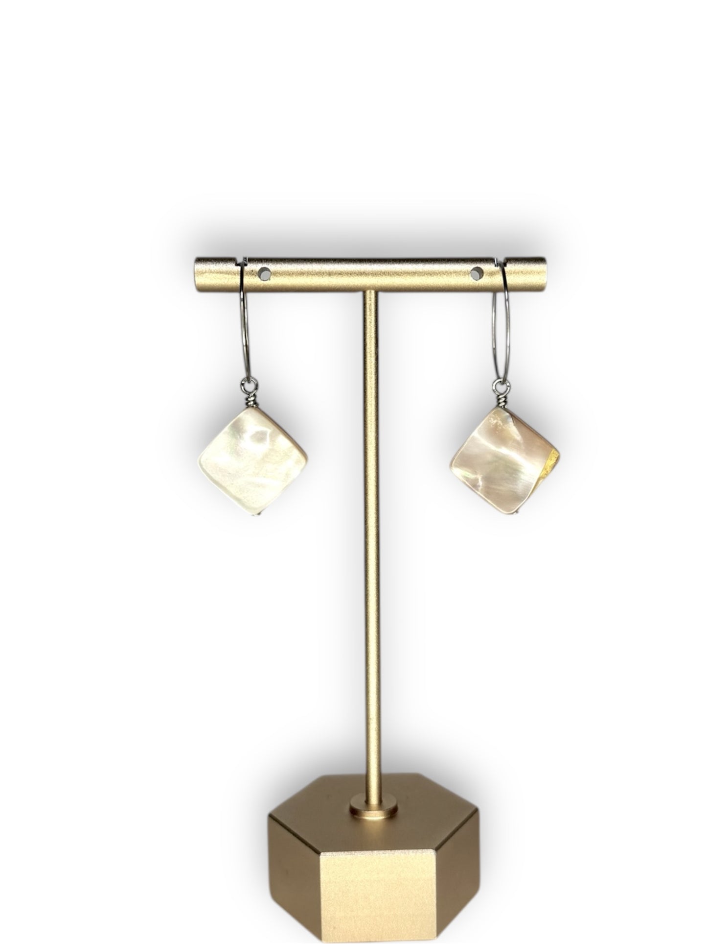 Luminous Mother of Pearl Diamond Hoop Earrings