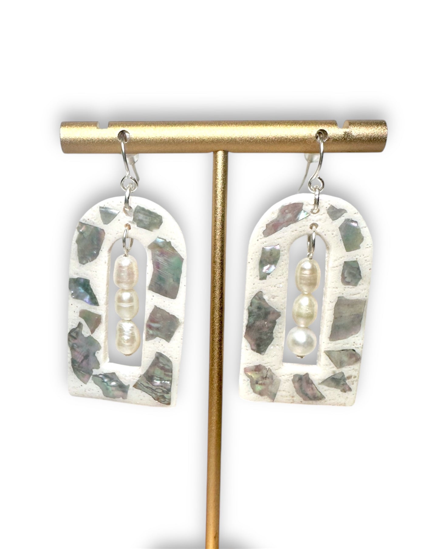 Lustrous Seashell and Freshwater Pearl Earrings