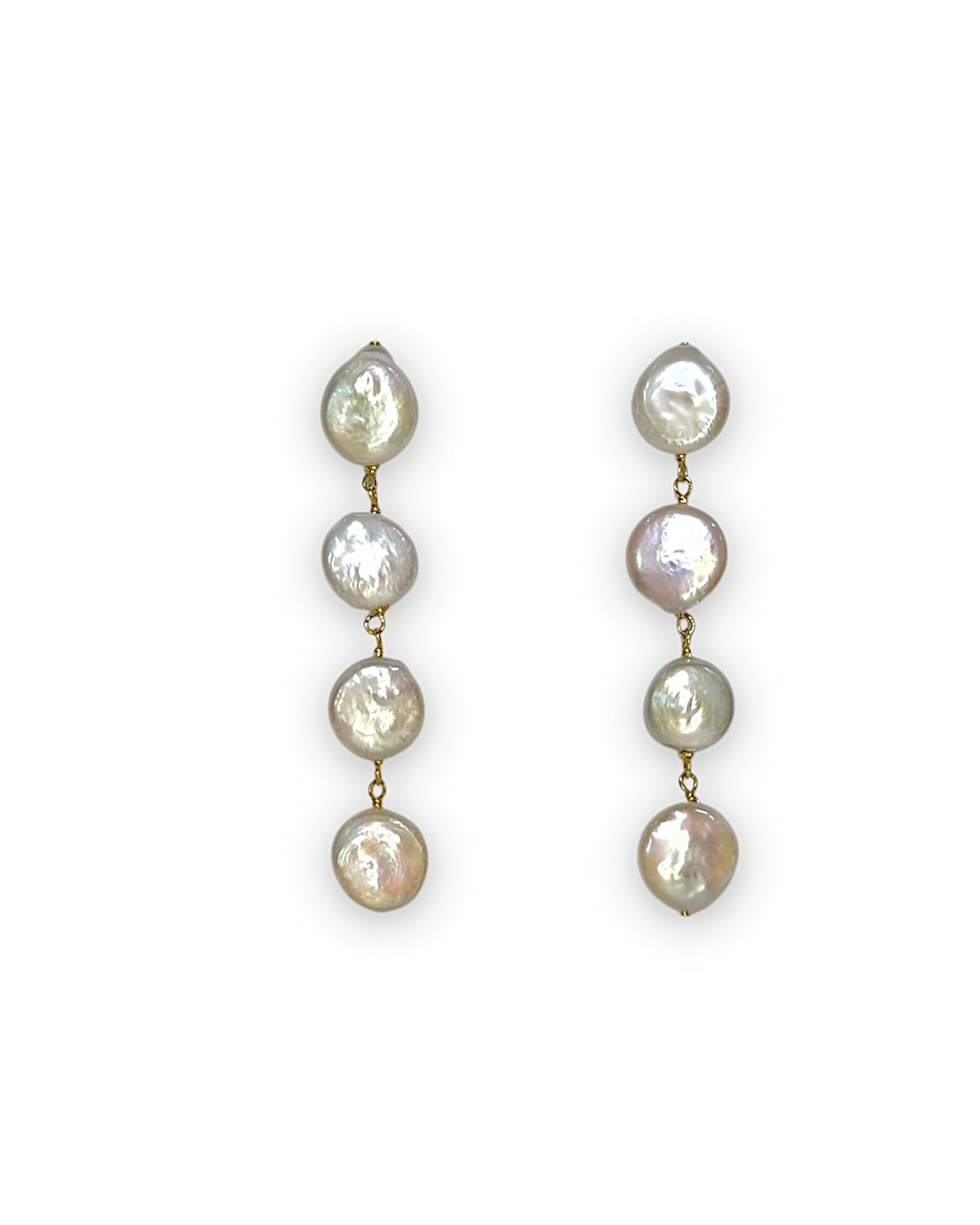 Cascading Coin Pearl Earrings
