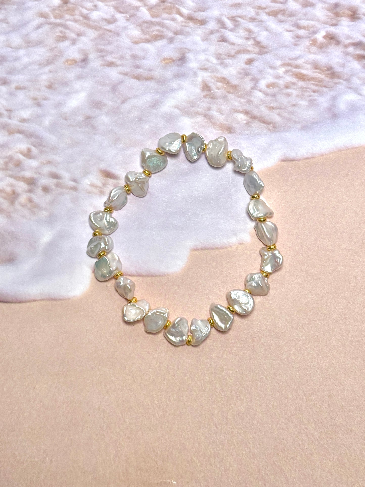 Keshi Pearl & Gold Bead Bracelet