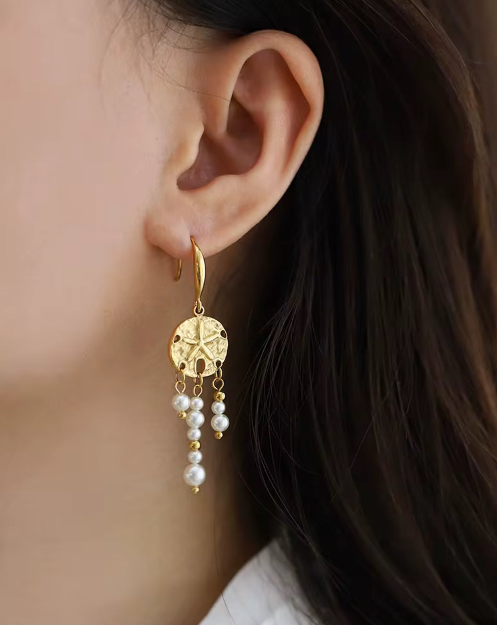 Sand Dollar Tassel Earrings