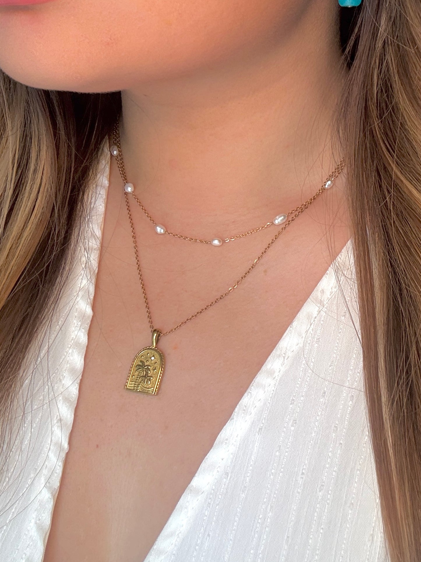 Multiple Dainty Freshwater Pearl Chain Necklace