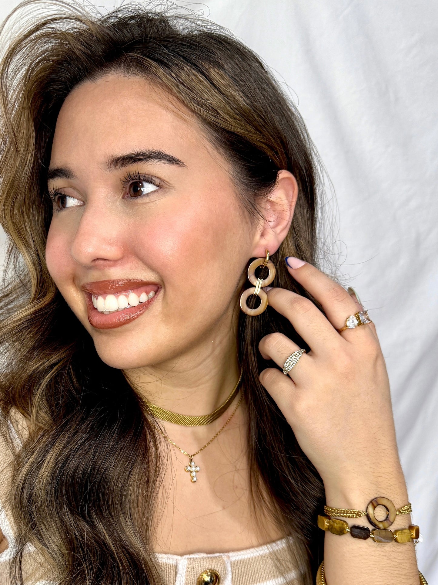 Amber Shell Hoop Earrings