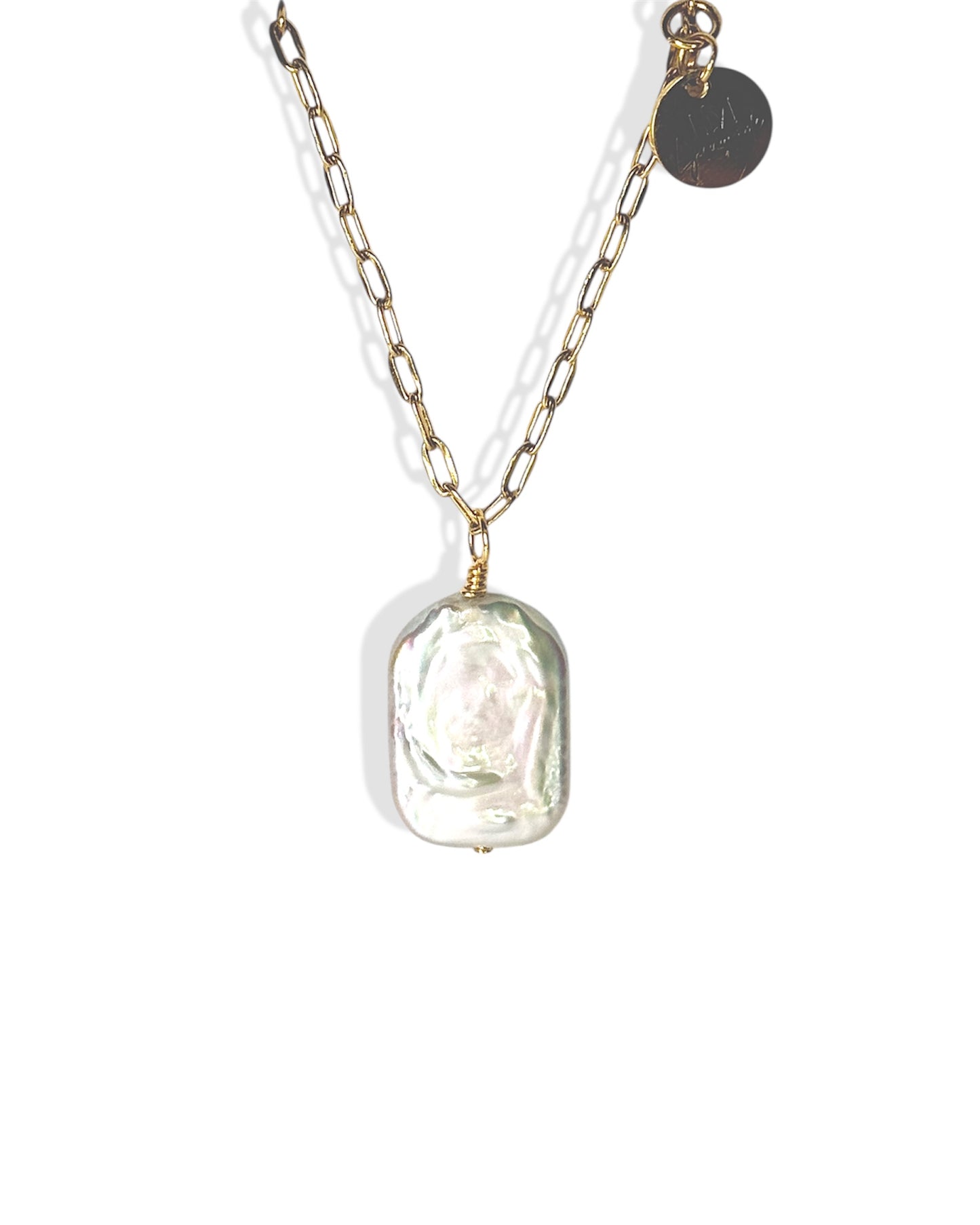 Lustrous Link Square Pearl Necklace