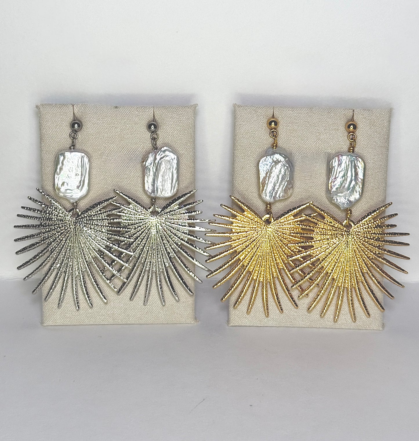 Pearl Flare Statement Earrings available in silver and gold