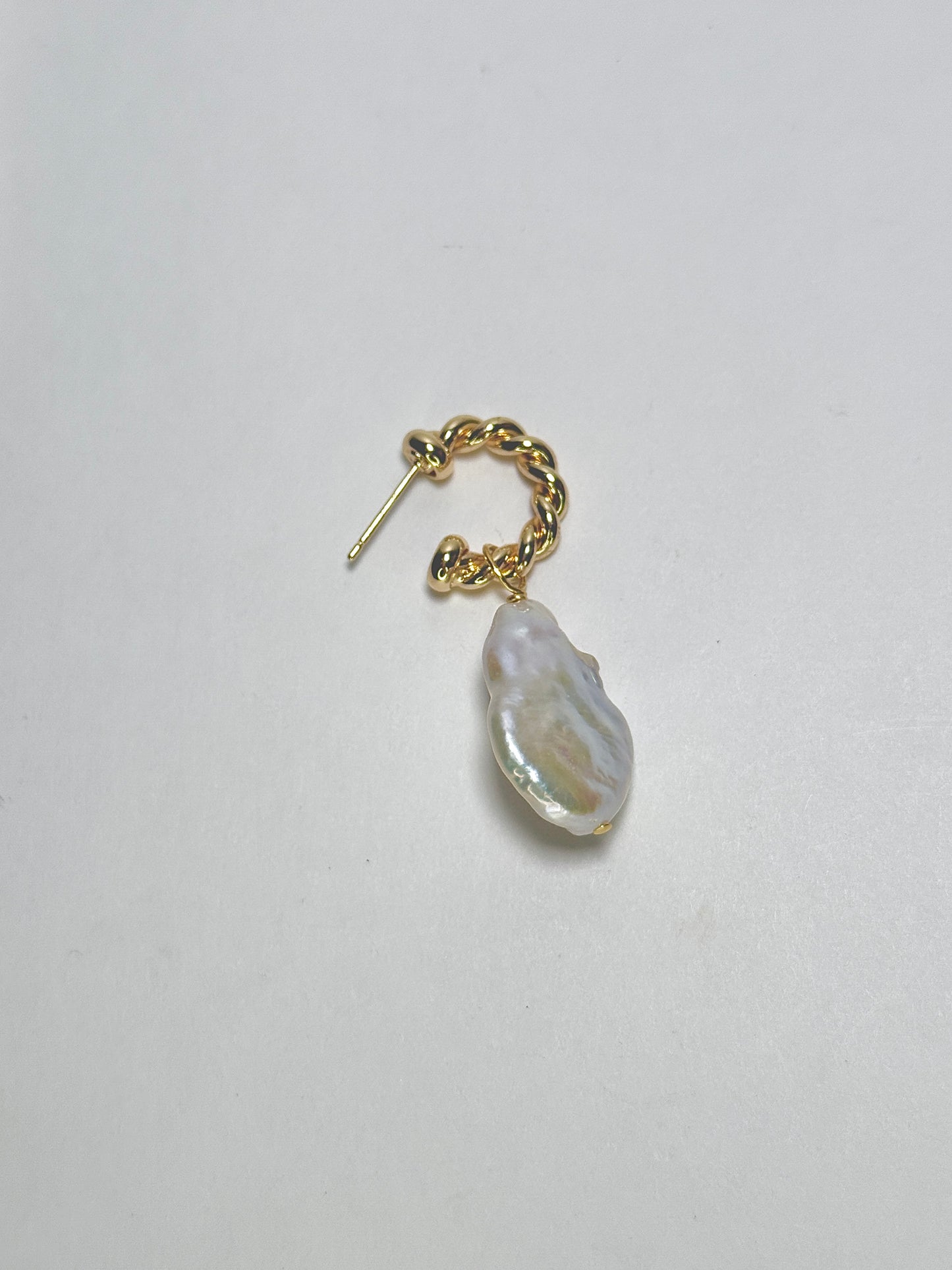 Baroque Pearl Twist Hoop Earrings available in golden & silver