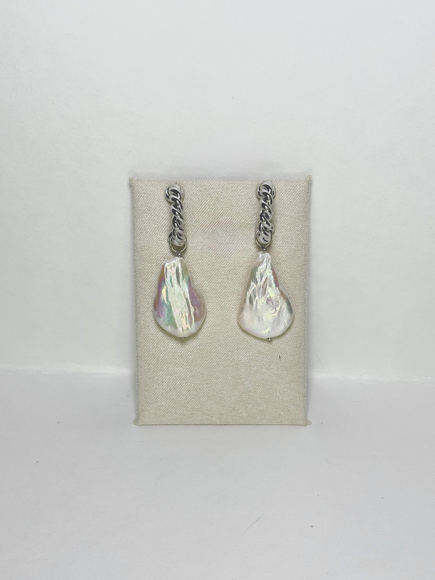 Baroque Pearl Twist Hoop Earrings available in golden & silver