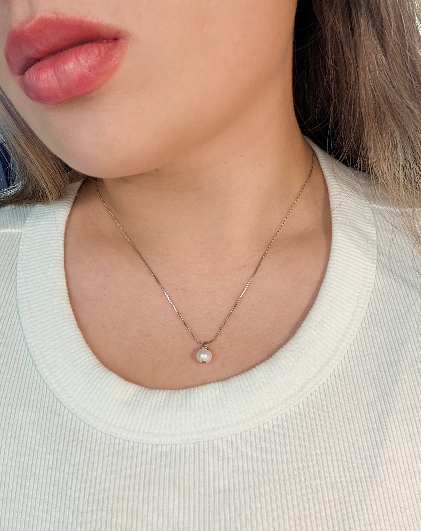 Dainty Real Pearl Drop Necklace