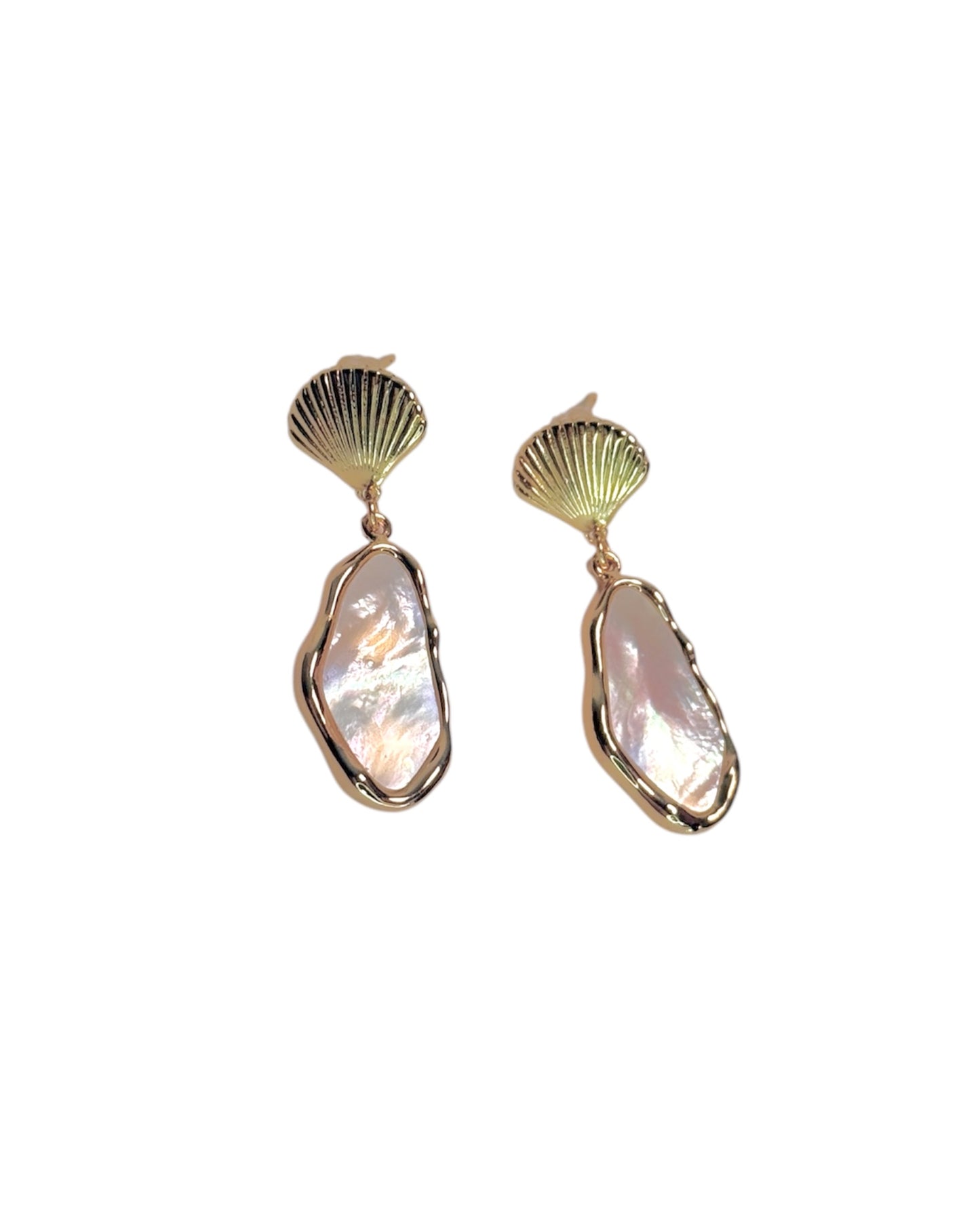 Mother of Pearl Shell Earrings Silver/ Gold