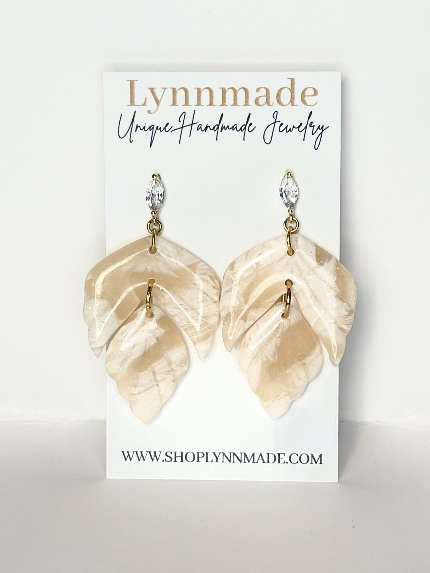 White Leaf Earrings