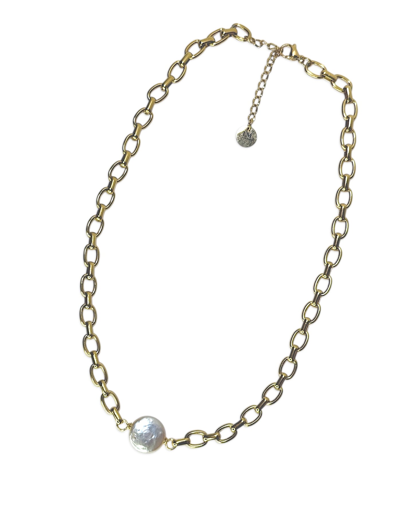 Luxe Link Coin Pearl Necklace