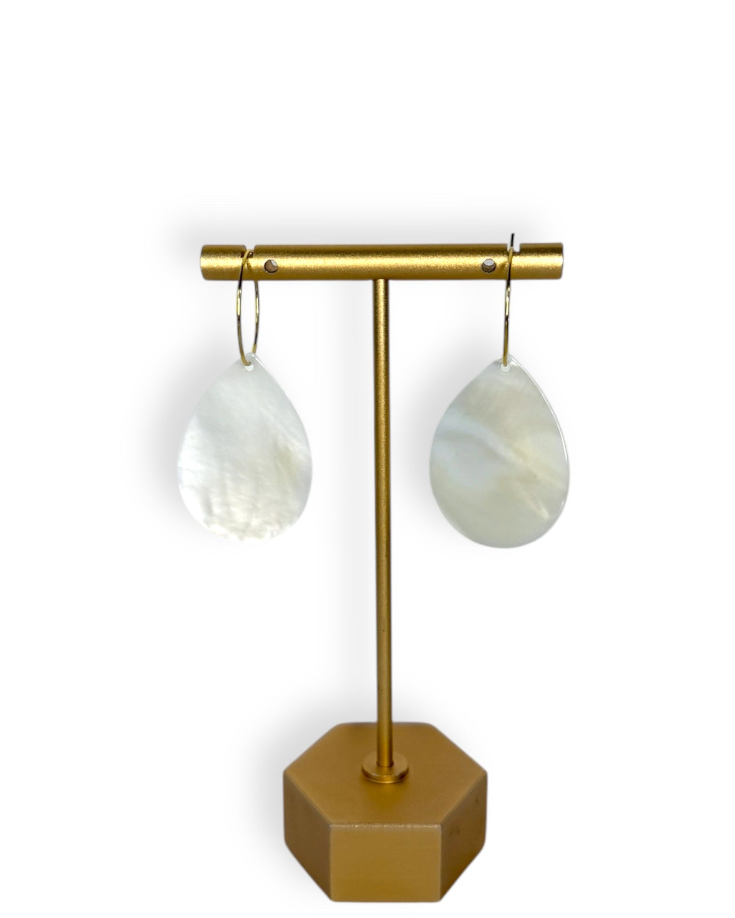Mother of Pearl Petal Hoop Earrings