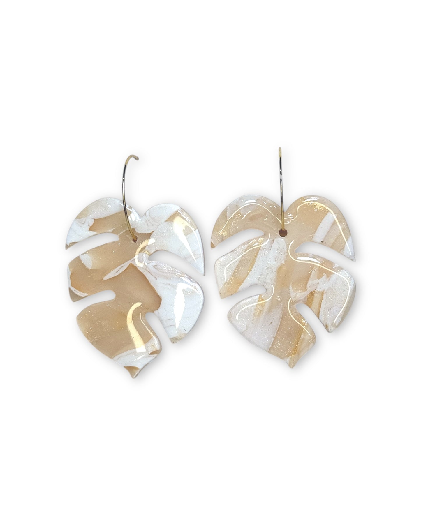Tropical Translucent Monstera Leaf Clay Earrings