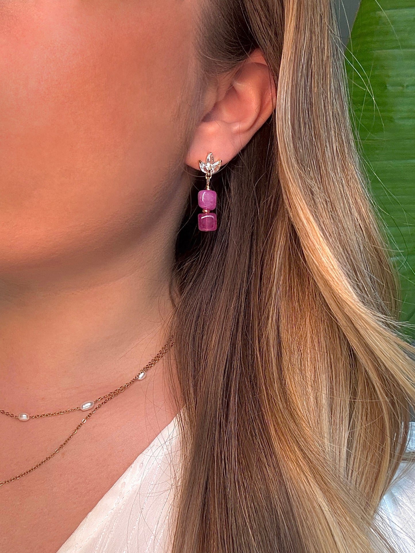 Mini Gemstone Earrings (three color options)