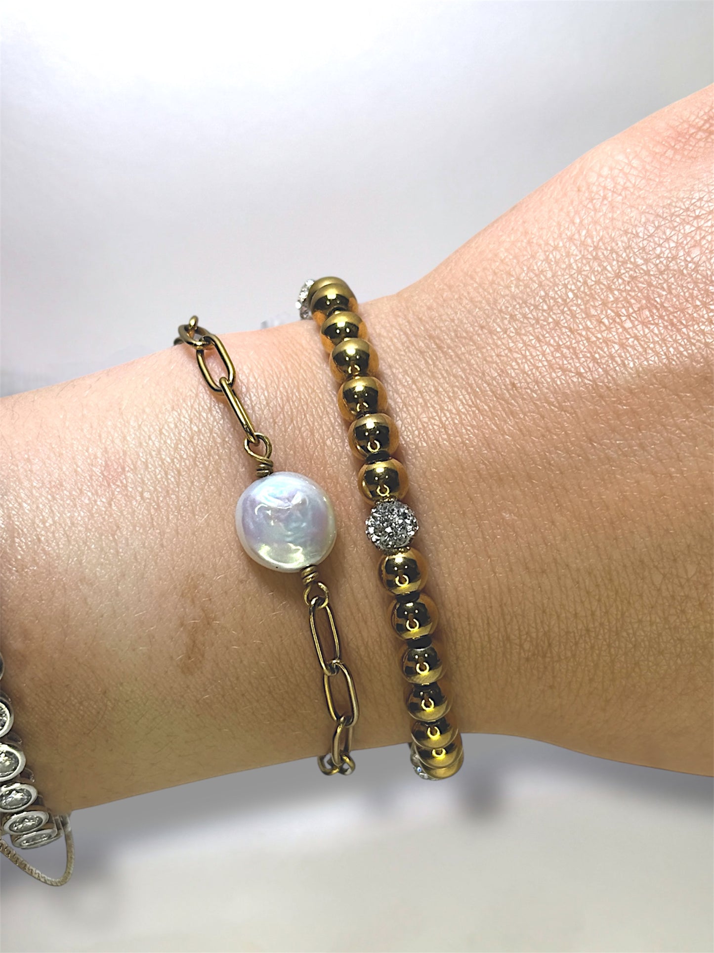 Golden Steel Bead Bracelet