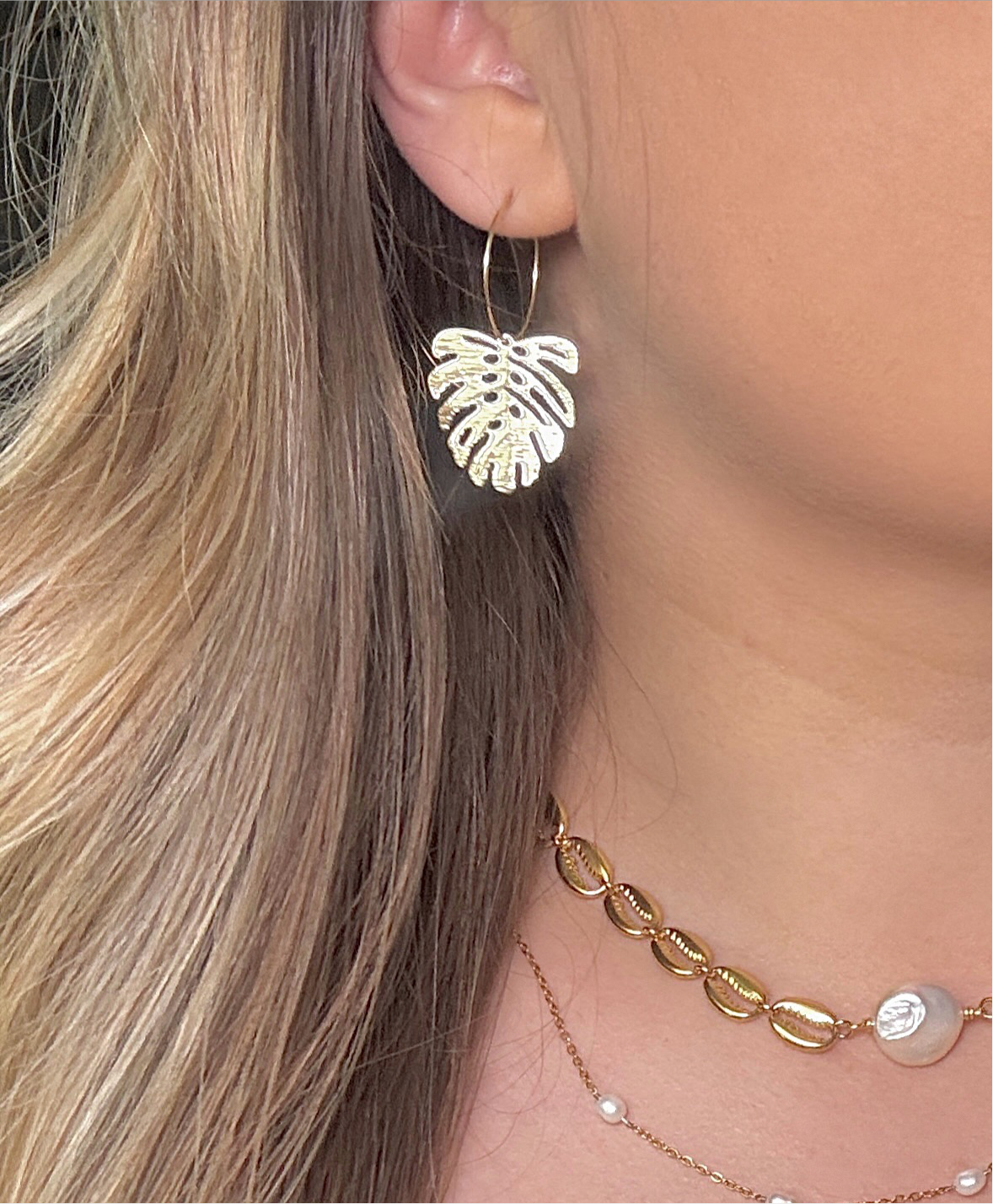 Mini Monstera Hoop Earrings