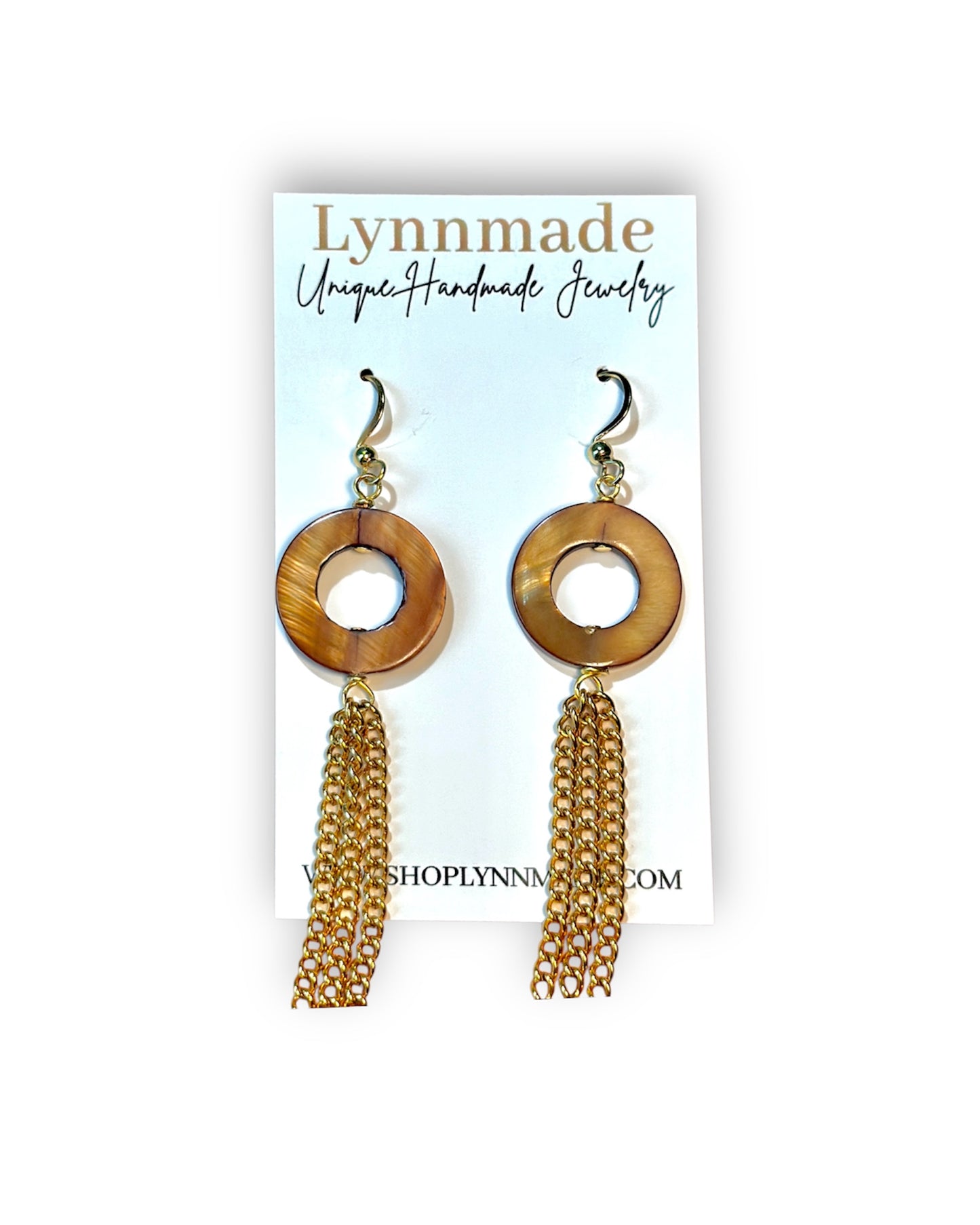 Amber Shell Dangle Earrings