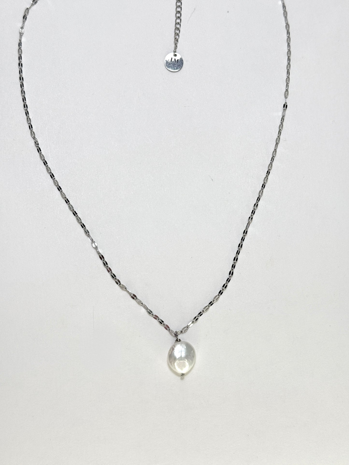 Freshwater Coin Pearl Necklace Silver or Gold