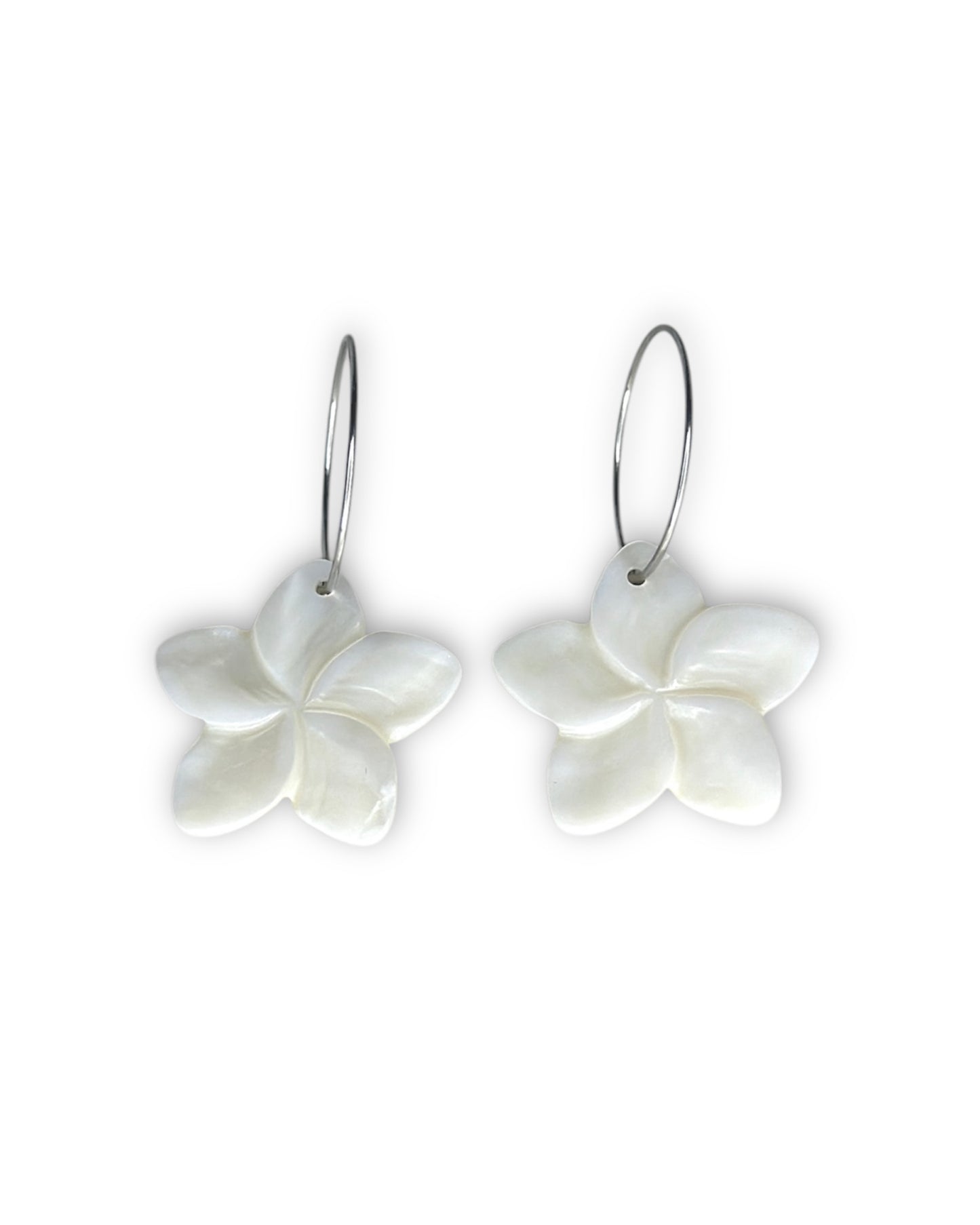Hawaiian Flower Pearl Hoops