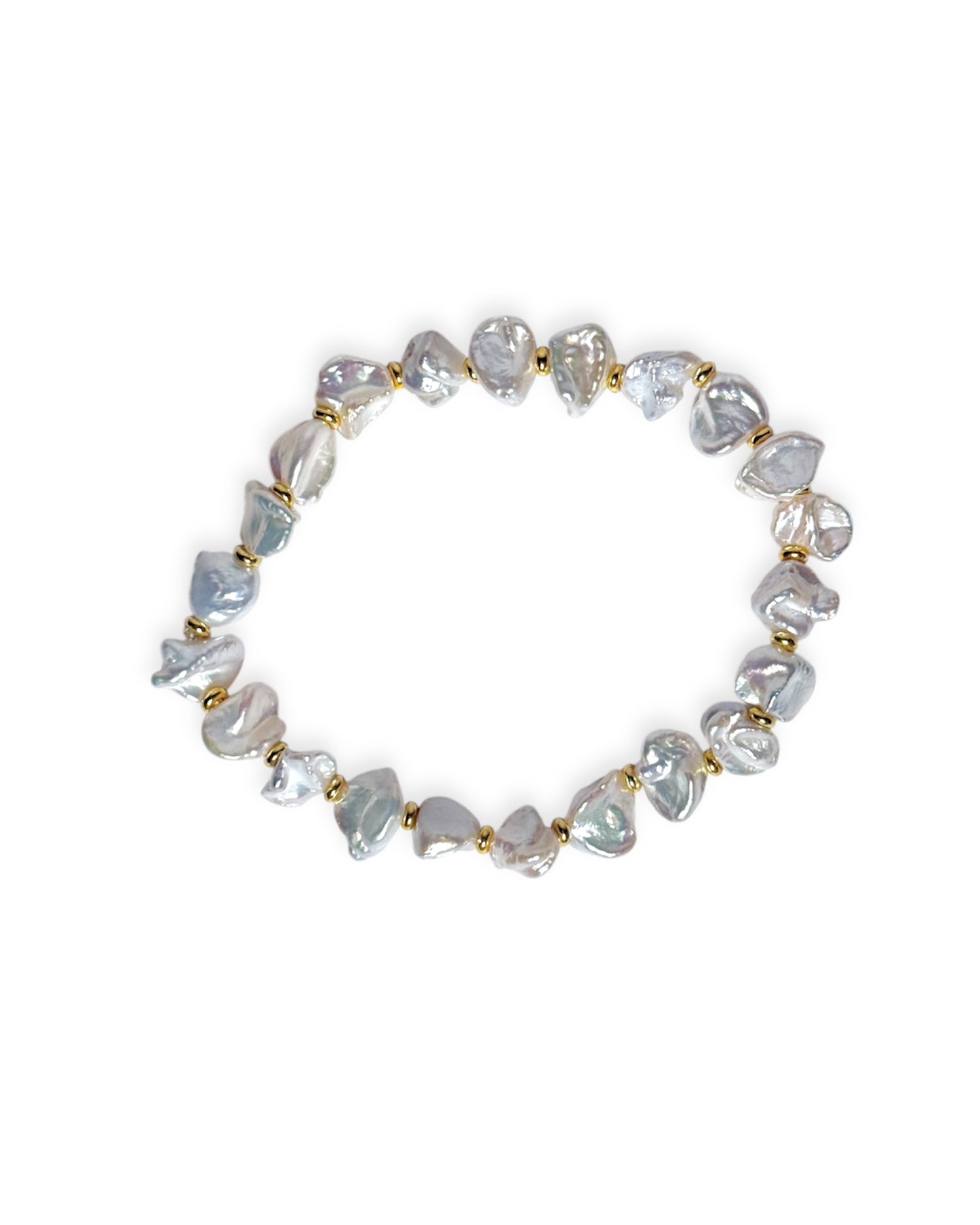 Keshi Pearl & Gold Bead Bracelet