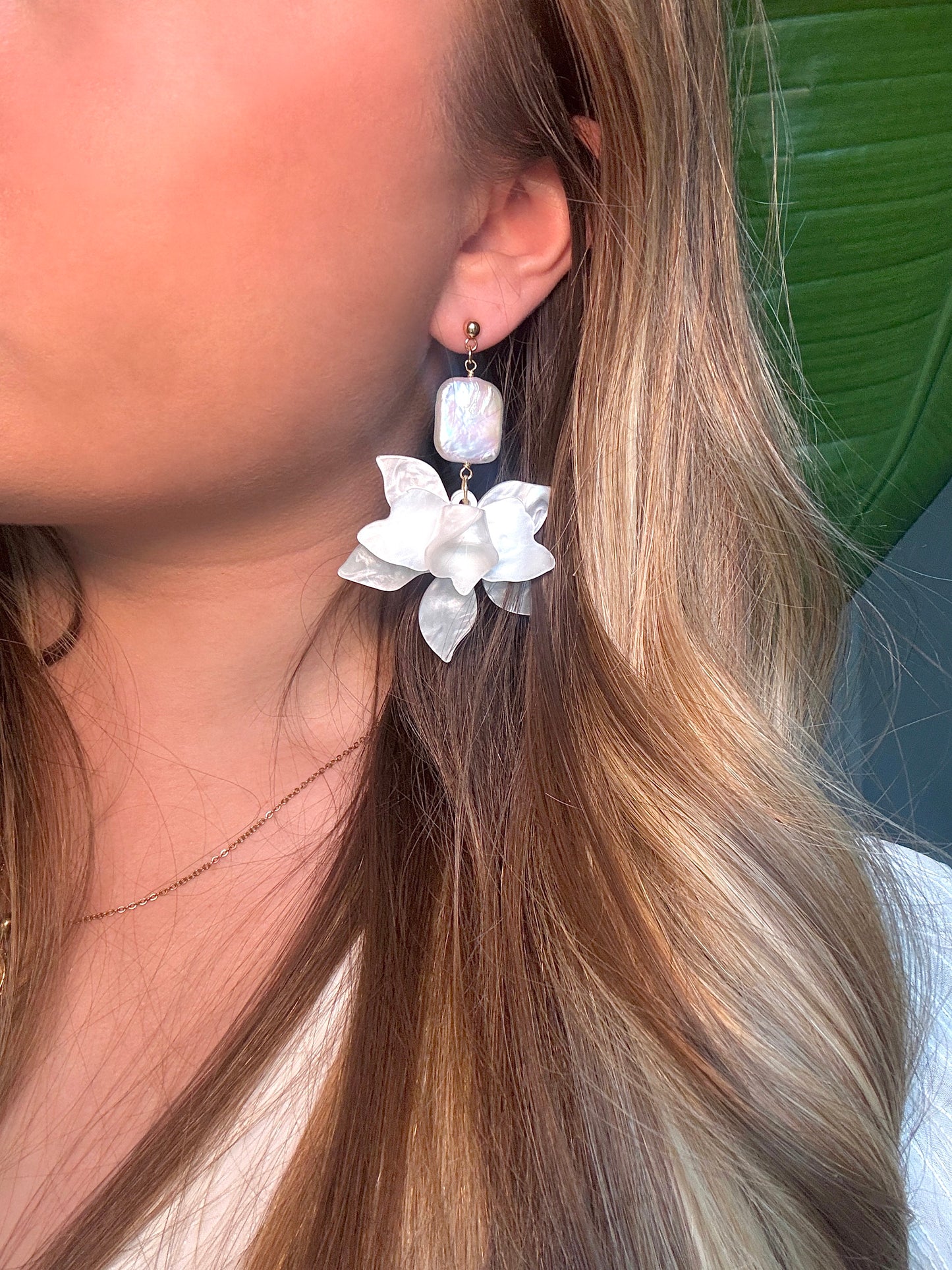 Gardenia Pearl Blossom Earrings