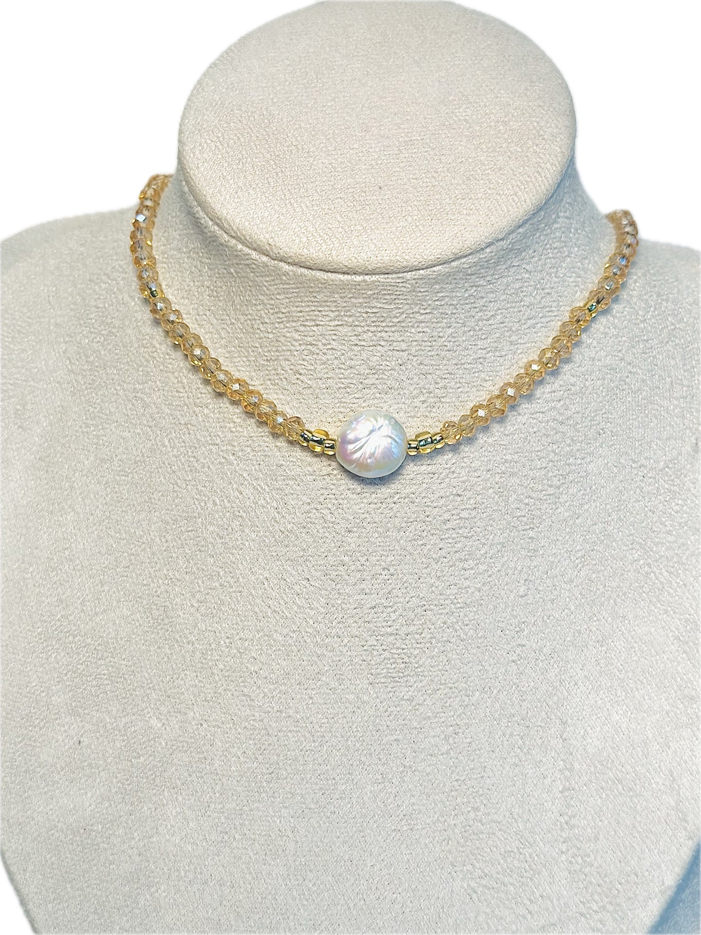 Sand Pearl Crystal Necklace