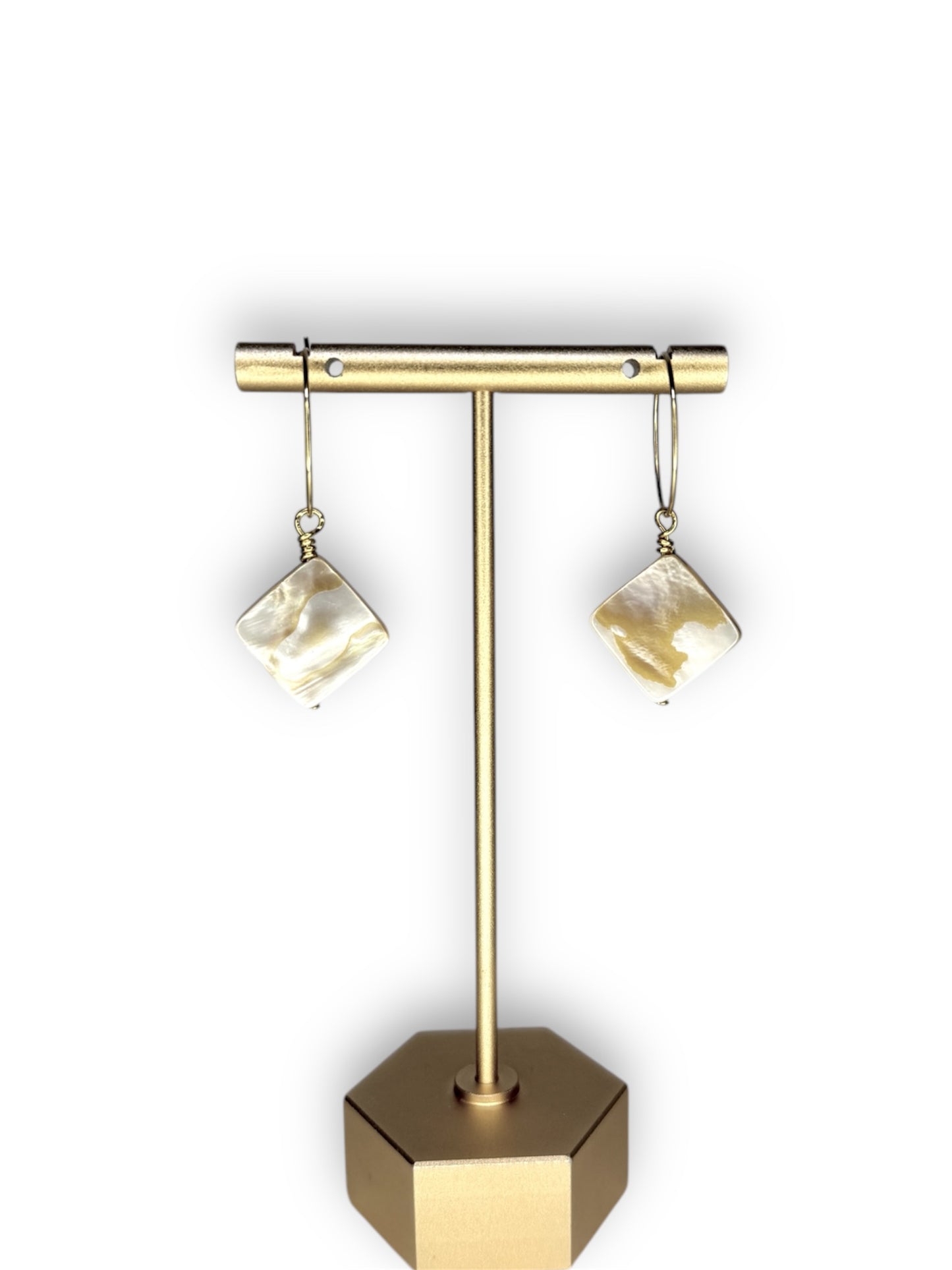 Luminous Mother of Pearl Diamond Hoop Earrings