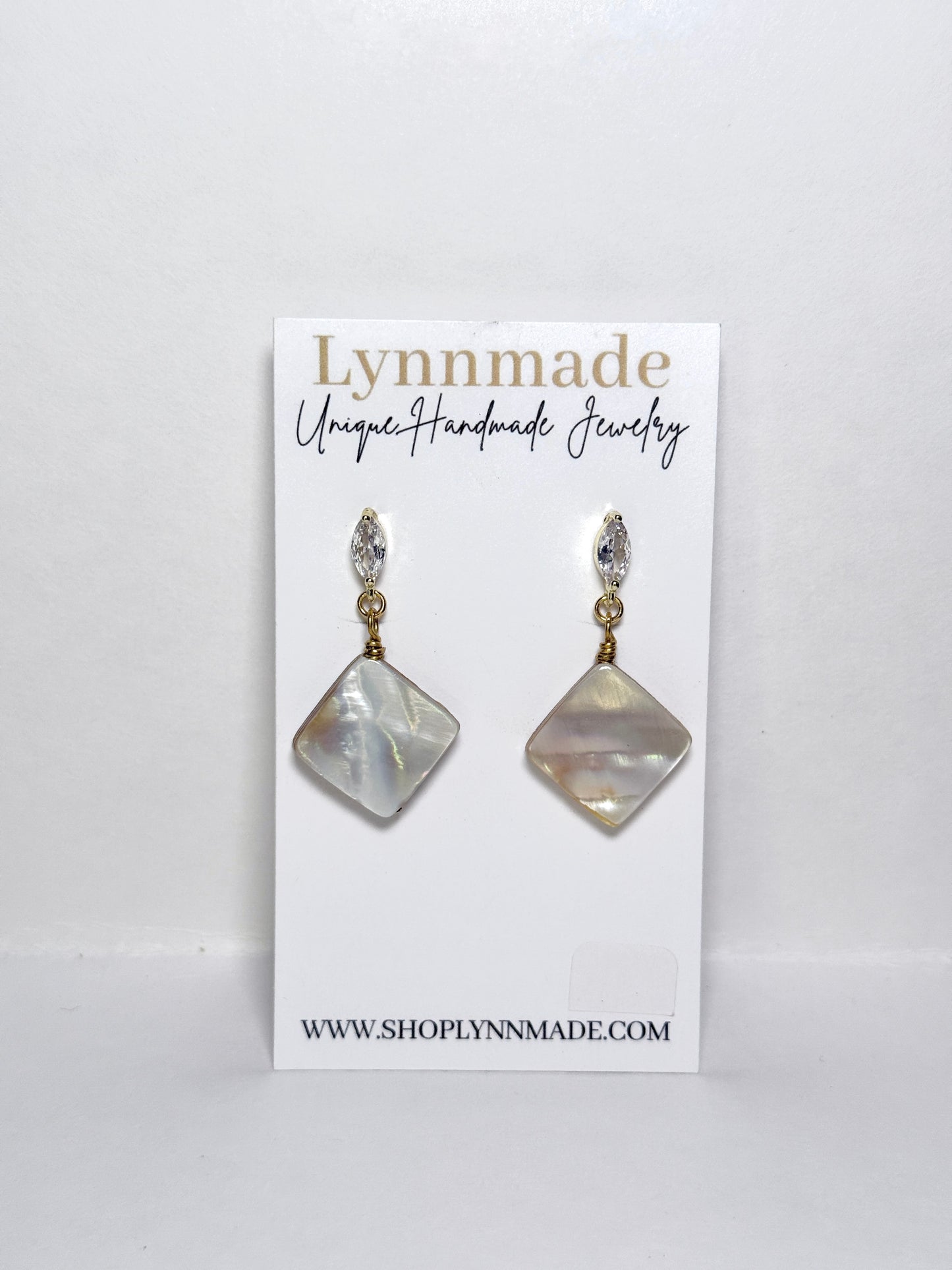 Lustrous Mother of Pearl Square Drop Earrings