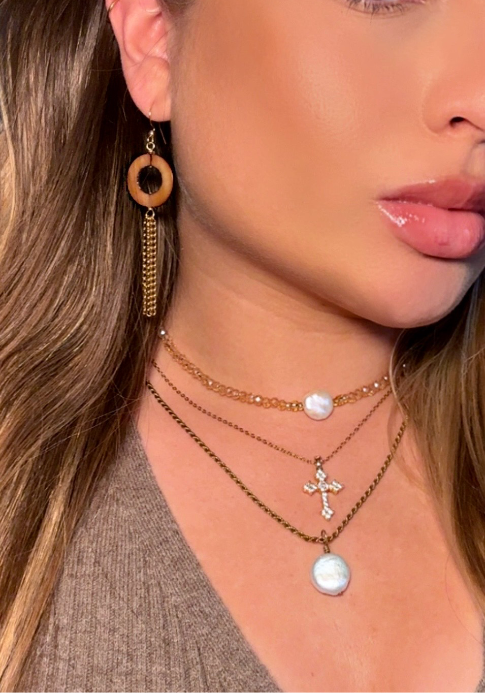 Sand Pearl Crystal Necklace