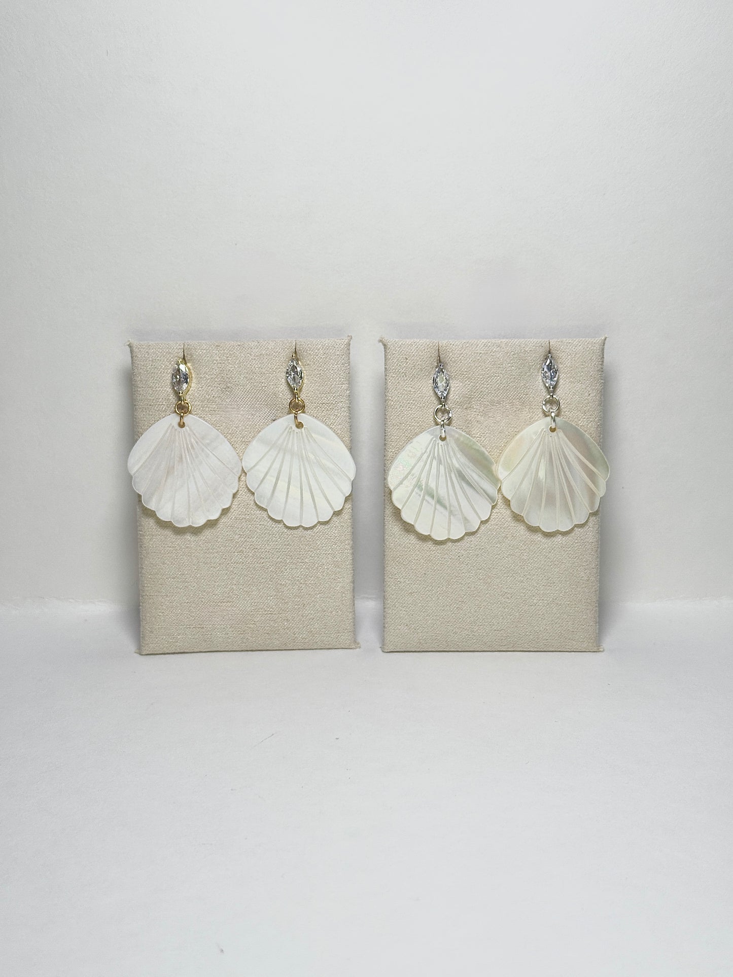 Radiant Abalone Pearl Shell Drop Earrings Gold & Silver