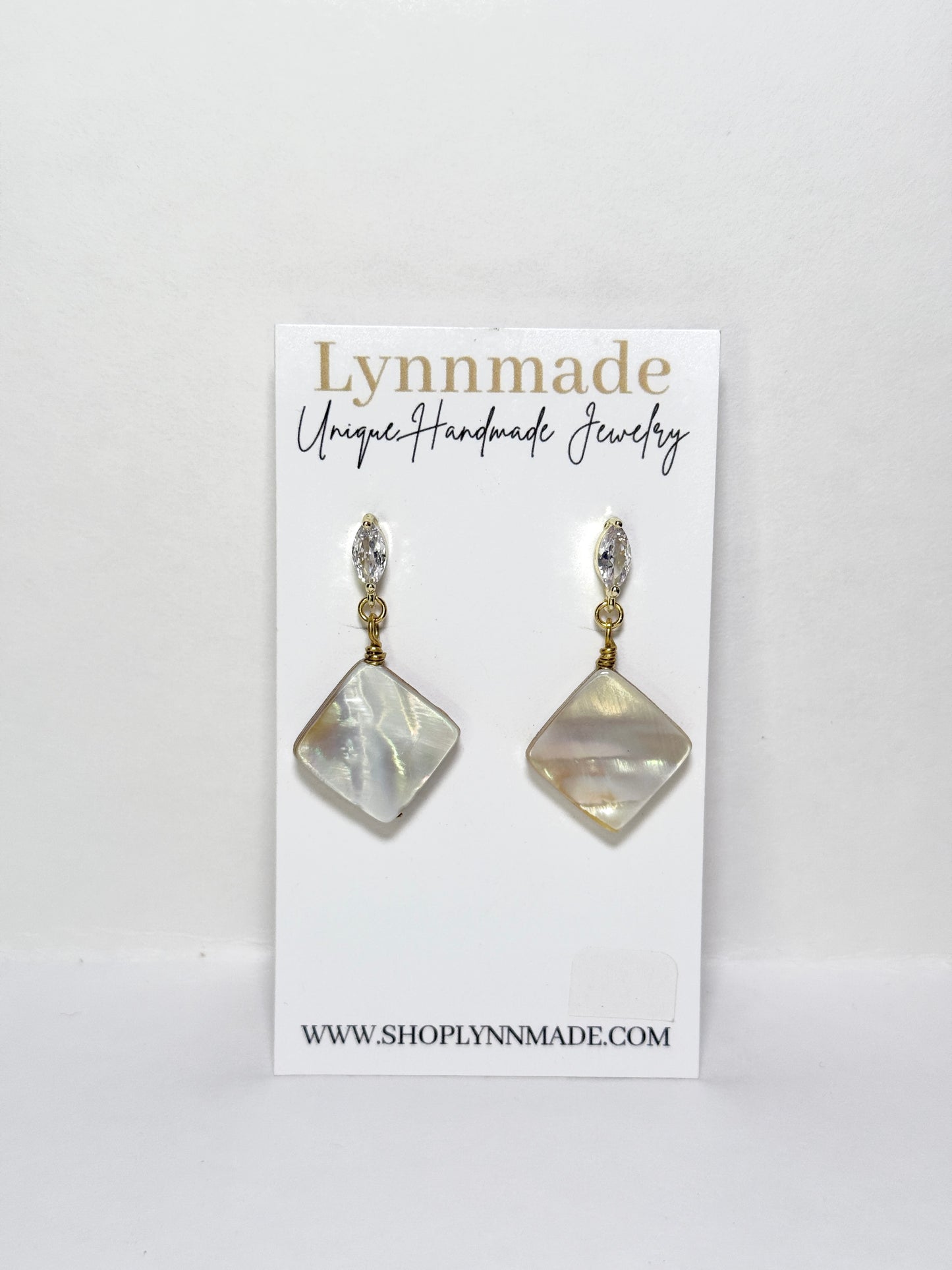 Lustrous Mother of Pearl Square Drop Earrings