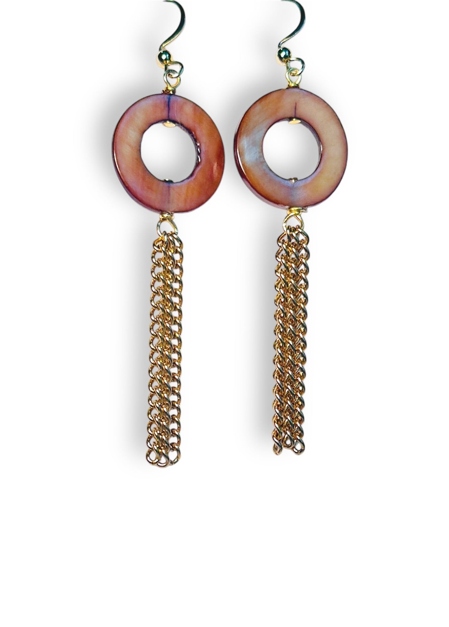 Amber Shell Dangle Earrings