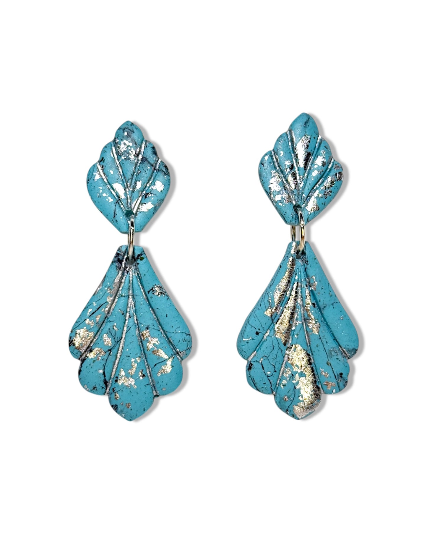Western Turquoise Statement Clay Earrings