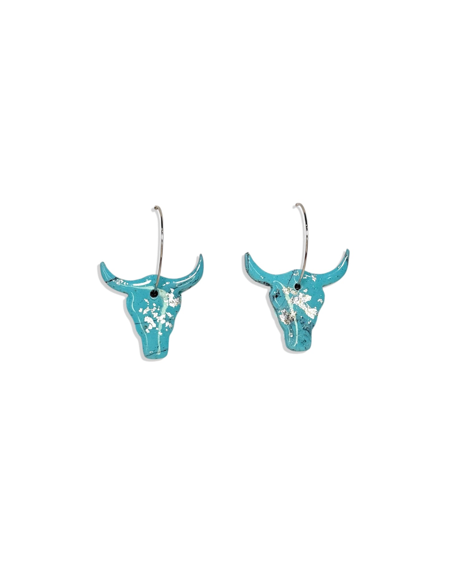 Western Turquoise Longhorn Clay Earrings