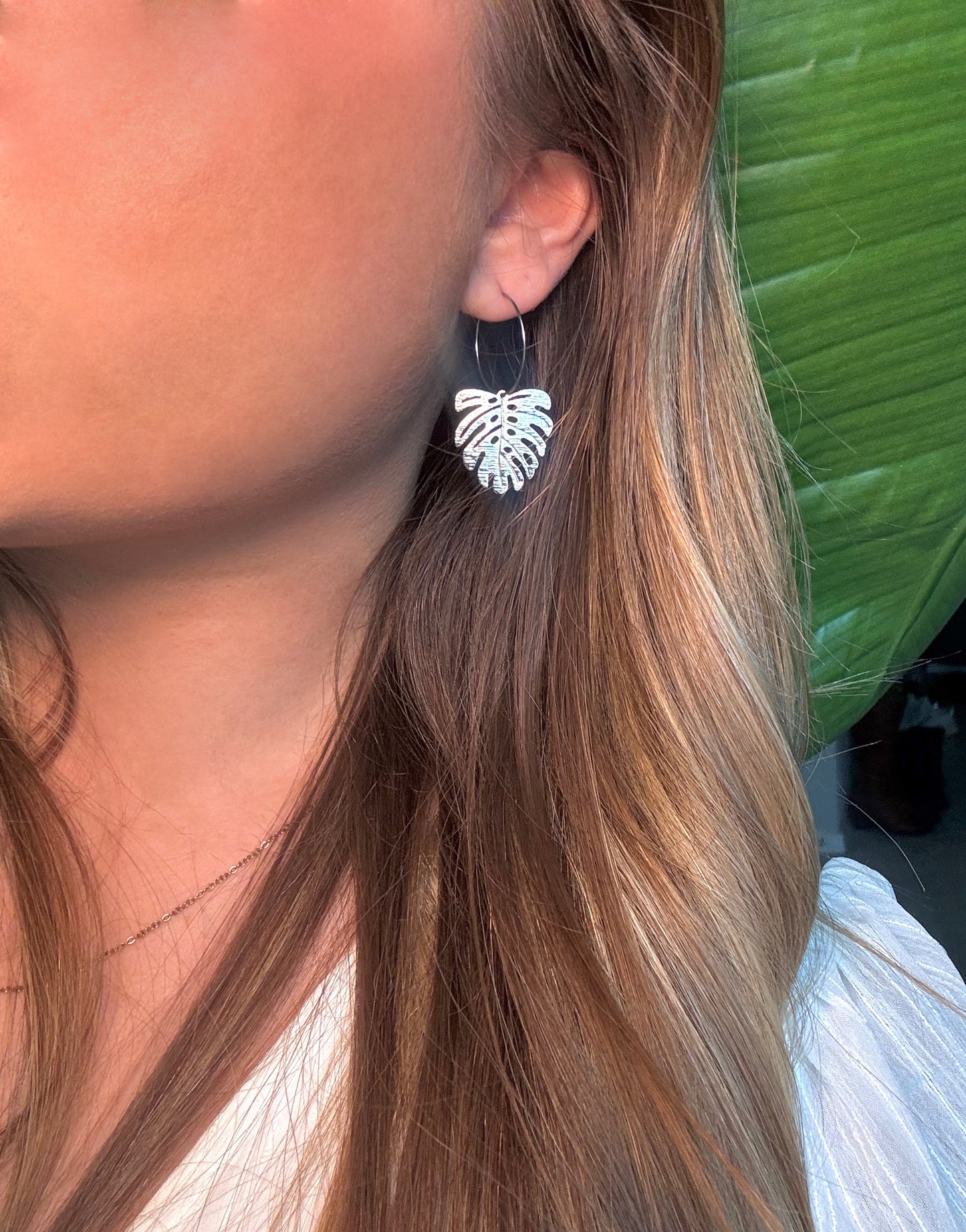 Mini Monstera Hoop Earrings