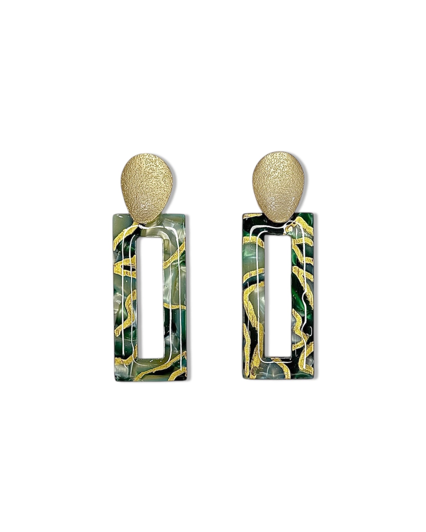 Emerald Mirage Resin Earrings