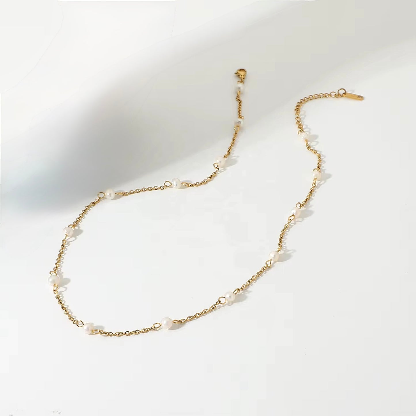 Multiple Dainty Freshwater Pearl Chain Necklace