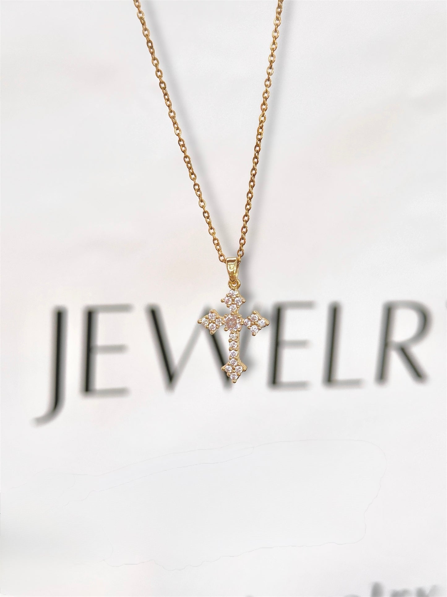 Dainty 18K Gold Plated Cross Necklace