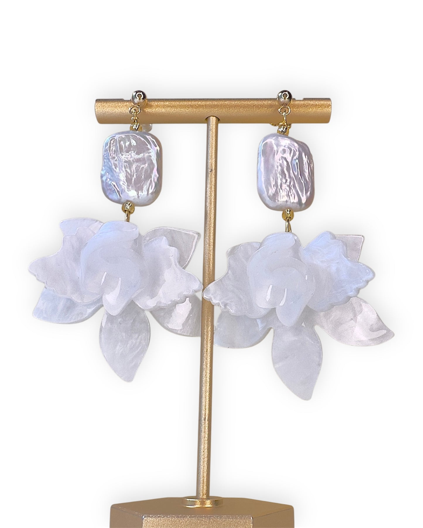Gardenia Pearl Blossom Earrings