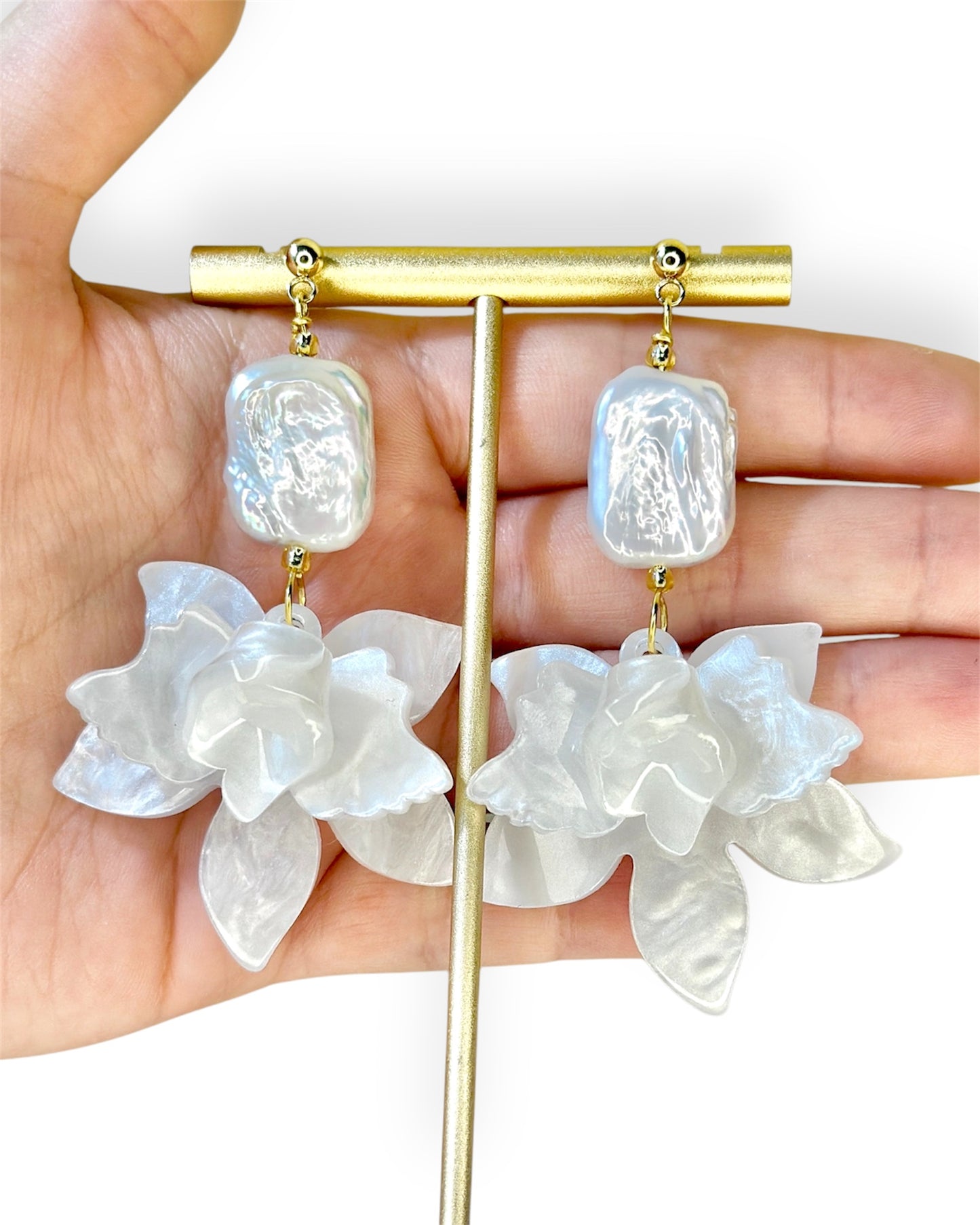 Gardenia Pearl Blossom Earrings