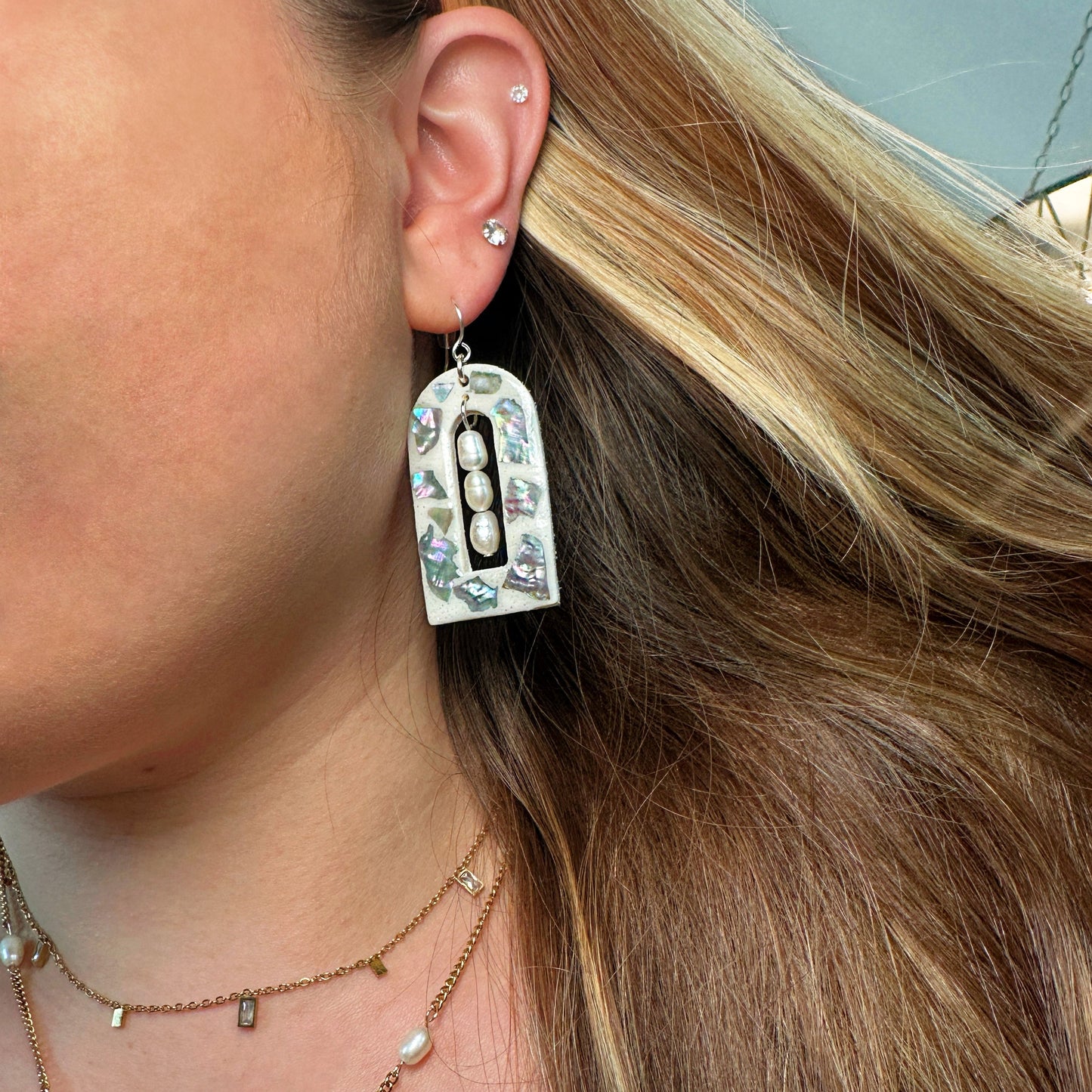 Seashell and Freshwater Pearl Earrings, Real Sea Shell earrings, Pearl Earrings, Handmade Statement Earrings, Summer Earrings, Beach Earrings